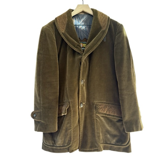 Vintage Cortefiel Spain Corduroy Hunting Jacket Sz 38 – Quilted Suede Details